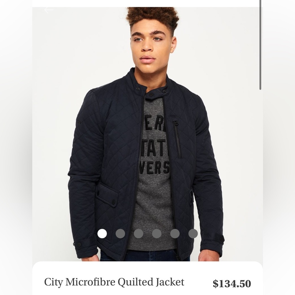 Superdry Navy City Microfibre Quilted Jacket